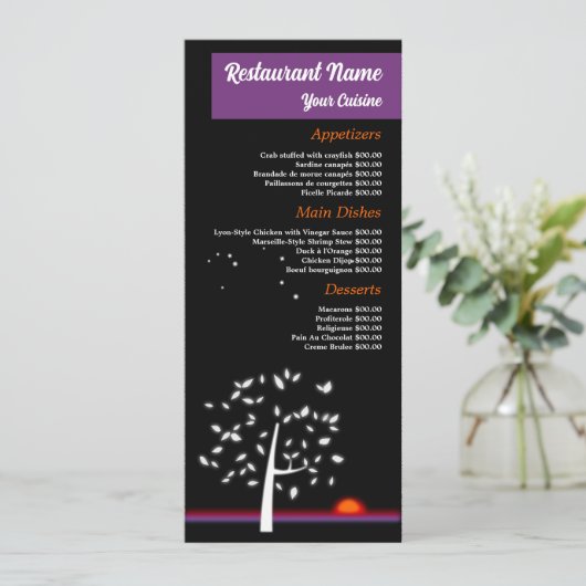 Nachthemel Zon, Restaurant Slimline Menu (Staand voorkant)