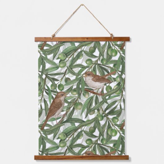 Nachtingales in de olijfboom hangend wandkleed (Voorkant)
