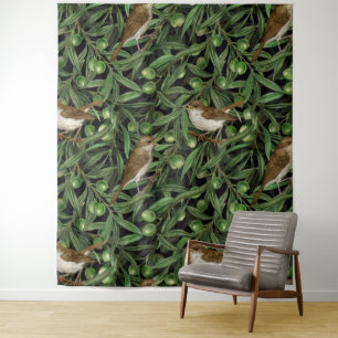 Nachtingales van de olijfboom 3 wandkleed