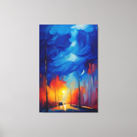 Nachtlamp | olieverfschilderij canvas afdruk (Voorkant)