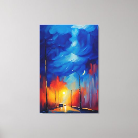 Nachtlamp | olieverfschilderij canvas afdruk (Voorkant)