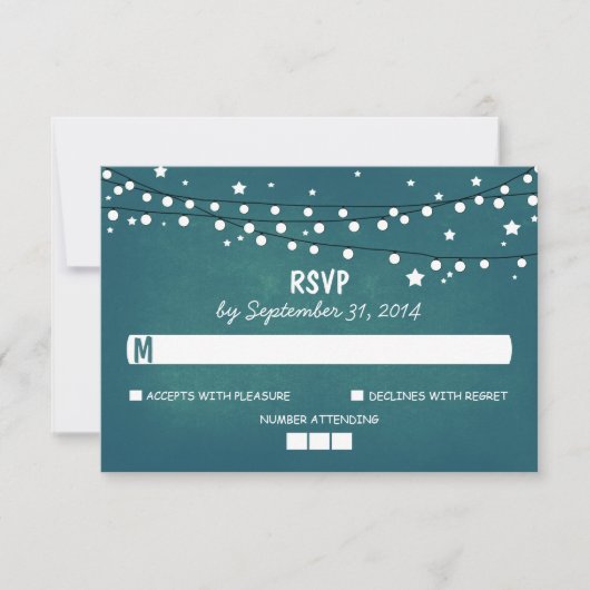 Nachtlampjes en sterren Modern Wedding RSVP Kaart (Voorkant)