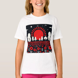 Nachtlandschap met een veld t-shirt