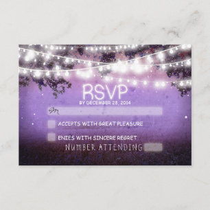Nachtlantaarns paarse bruiloft RSVP Kaartje