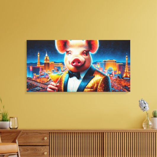 NACHTLEVEN IN VARKENSVLEES 8 CANVAS AFDRUK (Insitu (Woonkamer))