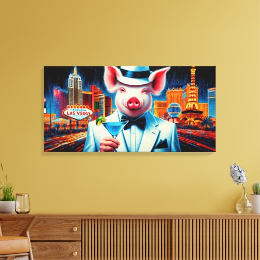 NACHTLEVEN IN VARKENSVLEES CANVAS AFDRUK (Insitu (Woonkamer))