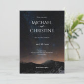 Nachtlucht bruiloft onder de sterren save the date (Staand voorkant)