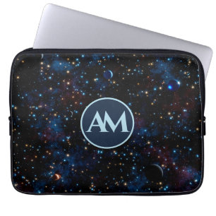Nachtlucht met sterren en planeten gepersonaliseer laptop sleeve