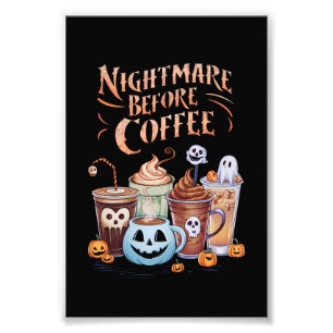 Nachtmerrie voor koffie pompoen specerij Halloween Foto Afdruk