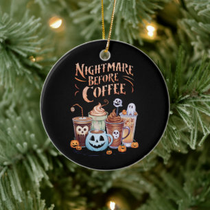 Nachtmerrie voor koffie pompoen specerij Halloween Keramisch Ornament