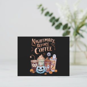 Nachtmerrie voor koffie Pumpkin Spice Halloween Briefkaart
