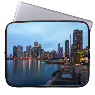 Nachtnacht bij de marine pier laptop sleeve