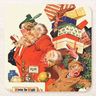 Nachtnacht voor Kerstmis Vierkante Kartonnen Onderzetter