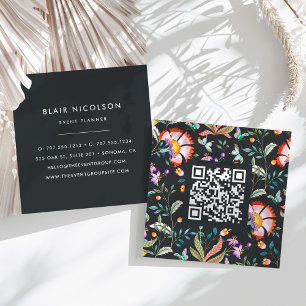 Nachtoase Floral Pattern QR-code Vierkante Visitekaartje