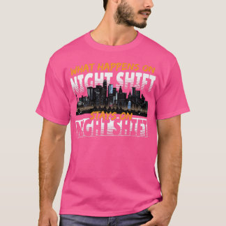 nachtploeg van werknemers in de nachtdienst wat er t-shirt