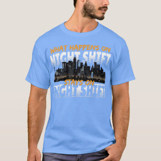 nachtploeg van werknemers in de nachtdienst wat er t-shirt