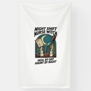 Nachtploeg Verpleegster Heks Retro Halloween T-shi Spandoek