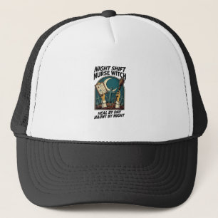 Nachtploeg Verpleegster Heks Retro Halloween T-shi Trucker Pet