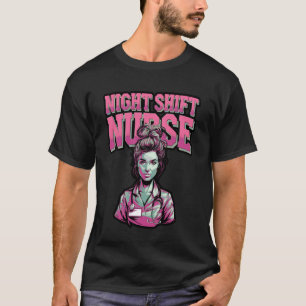 Nachtploeg Verpleegster Rommelige Knot Stethoscoop T-shirt