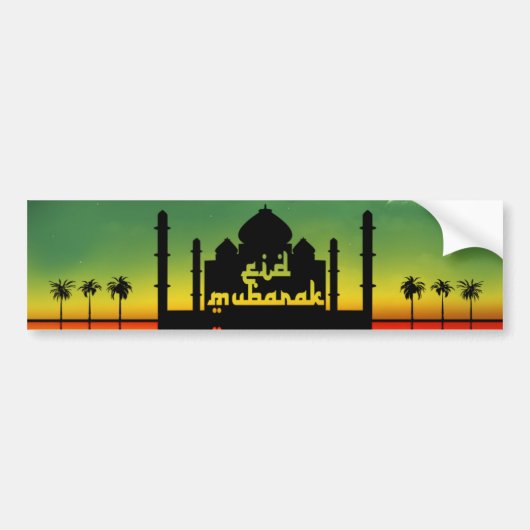 Nachtreflectie in Eid Mubarak Bumpersticker (Voorkant)