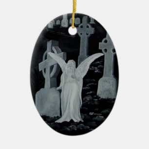 Nachts auf dem Friedhof - Engel Keramisch Ornament