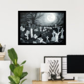 Nachts auf dem Friedhof Engel mit Teufel Poster (Thuiskantoor)