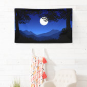 Nachtscène met volle maanbomen spandoek (Insitu)