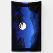 Nachtscène met volle maanbomen spandoek (Verticaal)