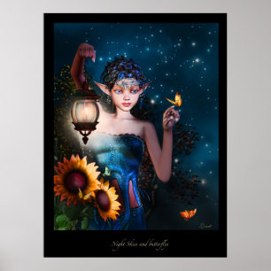 Nachtschachten en Butterflys Poster
