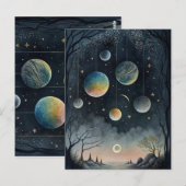 Nachtscharen van Briefkaart van planeten (Voorkant / Achterkant)