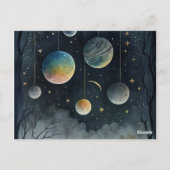 Nachtscharen van Briefkaart van planeten (Achterkant)