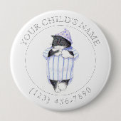 NACHTSHIRT KAT Kind ID Button - Wit (Voorkant)