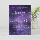 Nachtsterren. Paarse ruimte script engagement part Kaart (Staand voorkant)