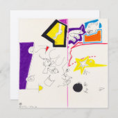 Nachttekening en nap 2 Kat Smile Square Invance Kaart (Voorkant / Achterkant)