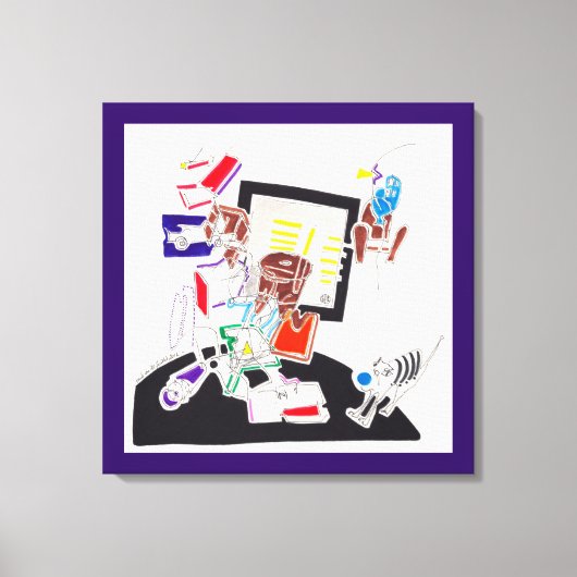 Nachttekening en nap tekeningen De kat keek naar T Canvas Afdruk (Voorkant)