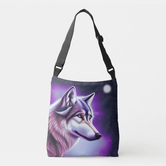 Nachttijd Mystical Wolf Crossbody Tas (Voorkant)