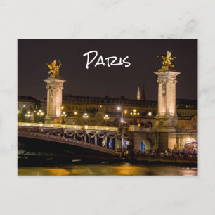 Nachttijd over de brug van Pont Alexandre III - Pa Briefkaart