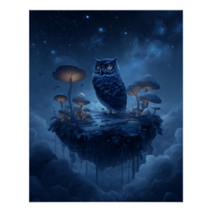 Nachtuil op Zwevend Licht Eiland Perfect Poster