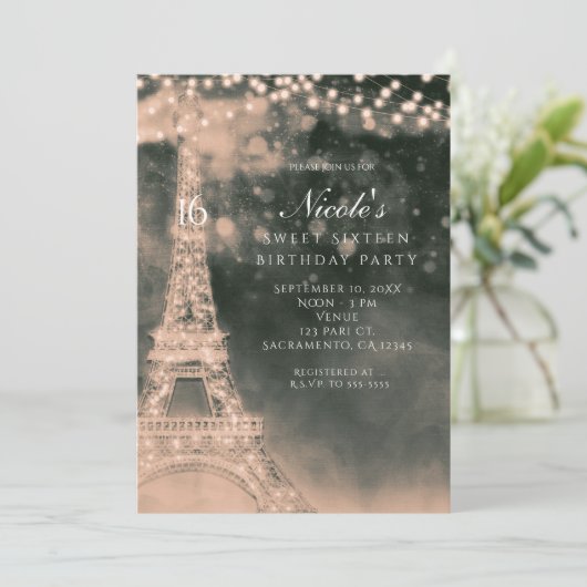 Nachtuitzending Eiffel Tower & Lichten in Parijs Kaart (Staand voorkant)