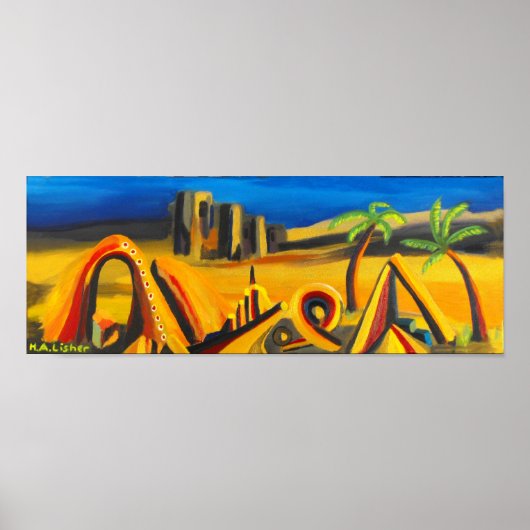 Nachtval in de woestijnkunst poster (Voorkant)