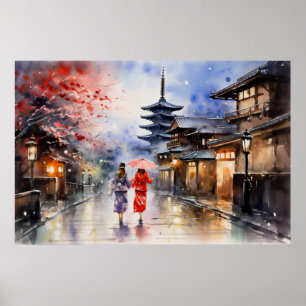 Nachtval in Gion - Art Print Collectie