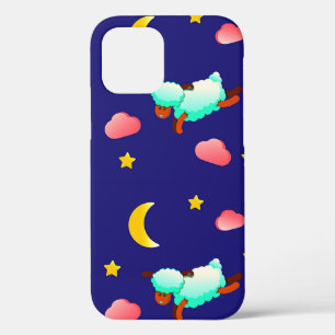 Nachtvliegende schapen met moon, sterren en wolken iPhone 12 pro hoesje