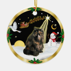 Nachtvlucht - Tortie Persian cat Keramisch Ornament