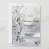 Nachtwinter landschap & kardinalen Kerstfeest Kaart (Voorkant)