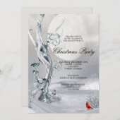 Nachtwinter landschap & kardinalen Kerstfeest Kaart (Voorkant / Achterkant)