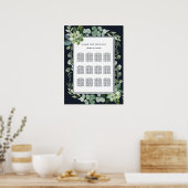Nachtzee Blue Succulent Wedding Seating Seating Poster (Keuken)