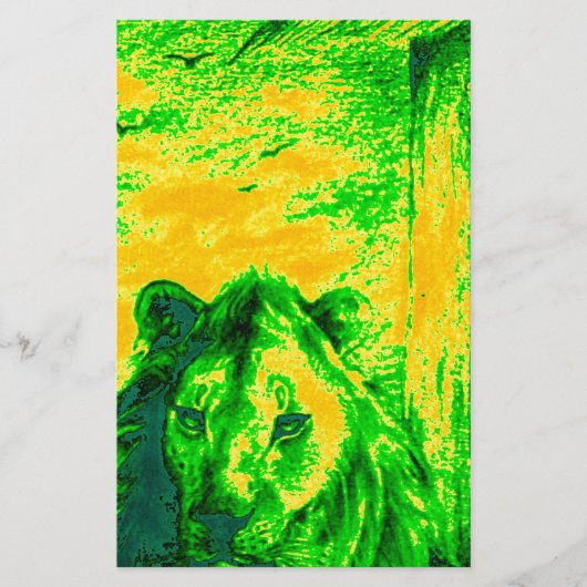 Nachtzicht Lion Art Fluorescerende Print Briefpapier (Voorkant)