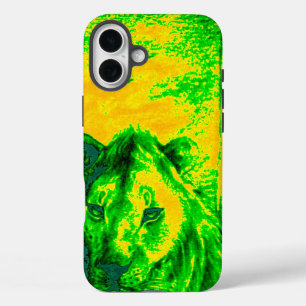 Nachtzicht Lion Art Fluorescerende Print iPhone 16 Plus Hoesje