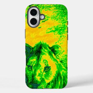 Nachtzicht Lion Art Fluorescerende Print iPhone 16 Plus Hoesje