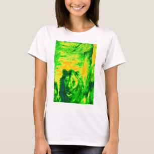 Nachtzicht Lion Art Fluorescerende Print T-shirt